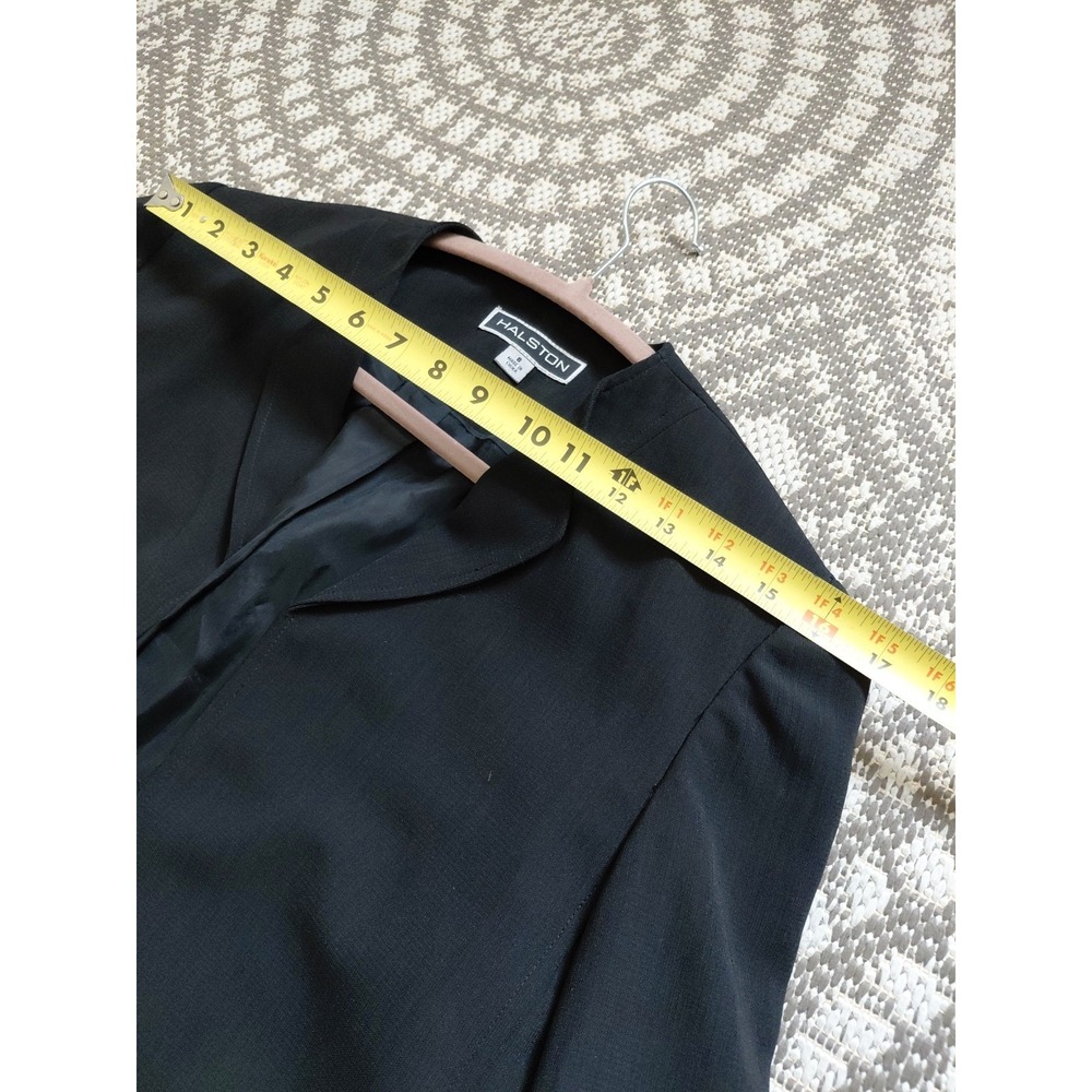 Halston Set Vest Long Jacket Womens 8 Vintage Black Lagonlook Minimalist Career - Picture 7 of 16